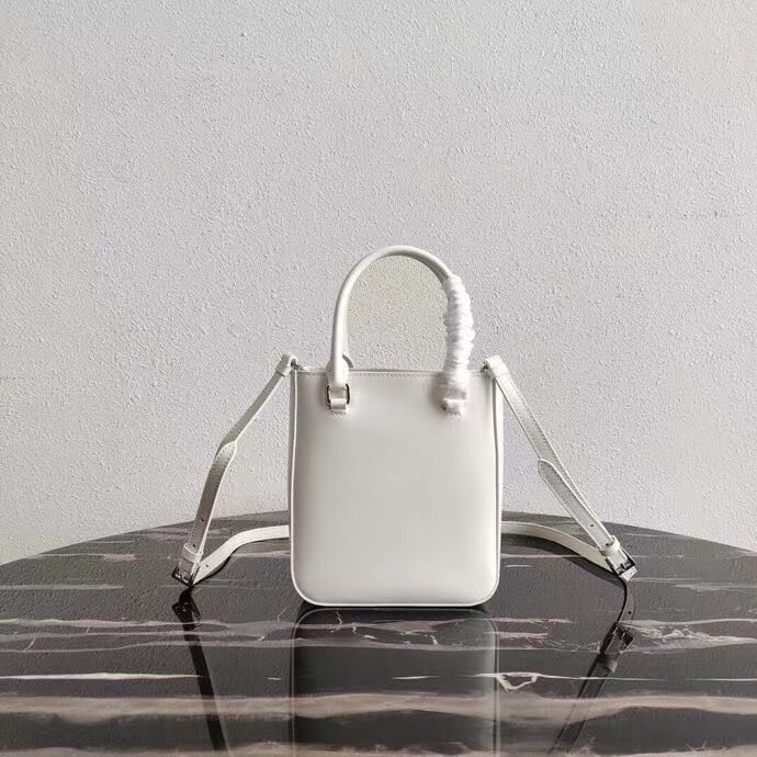 Prada Small brushed leather tote 1AD331 white