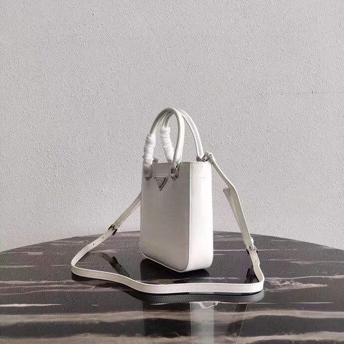 Prada Small brushed leather tote 1AD331 white