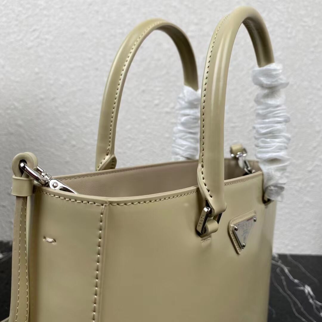 Prada brushed leather tote 1AD330 Biscuits