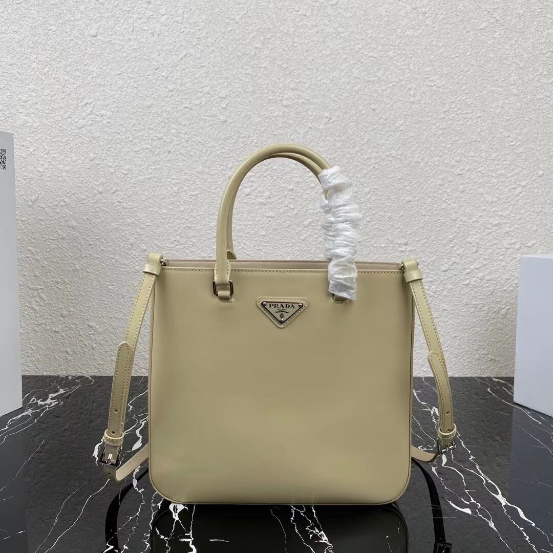 Prada brushed leather tote 1AD330 Biscuits