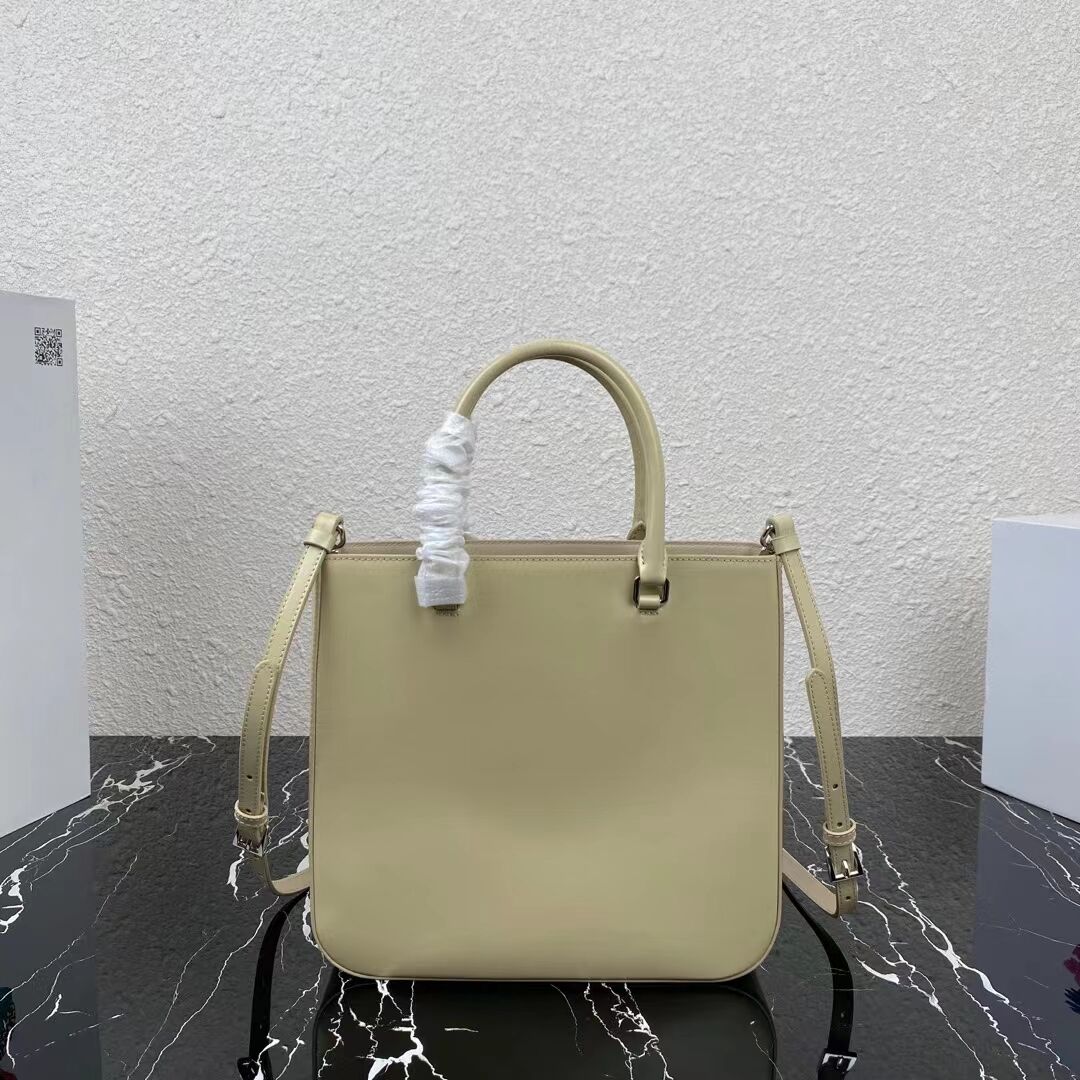 Prada brushed leather tote 1BA330 Biscuits