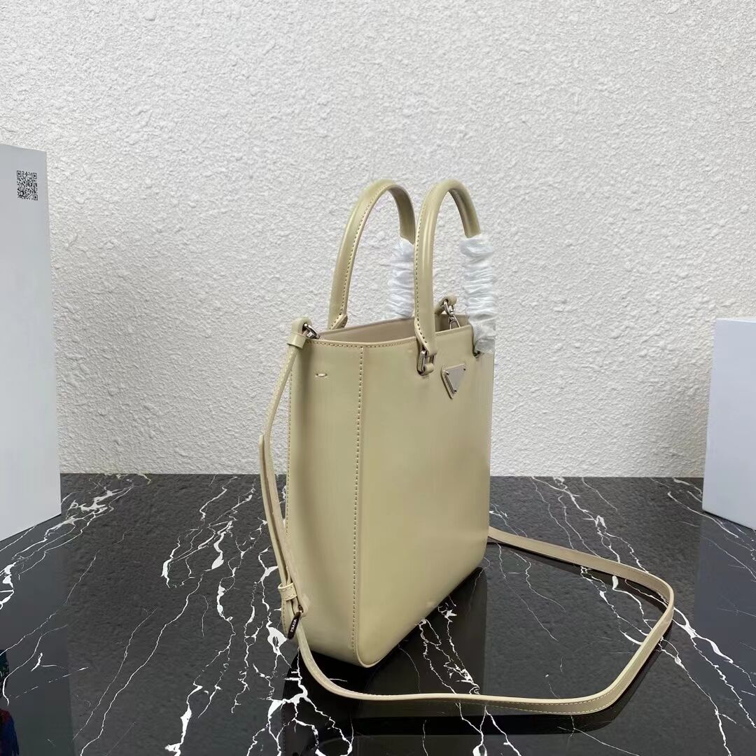 Prada brushed leather tote 1AD330 Biscuits