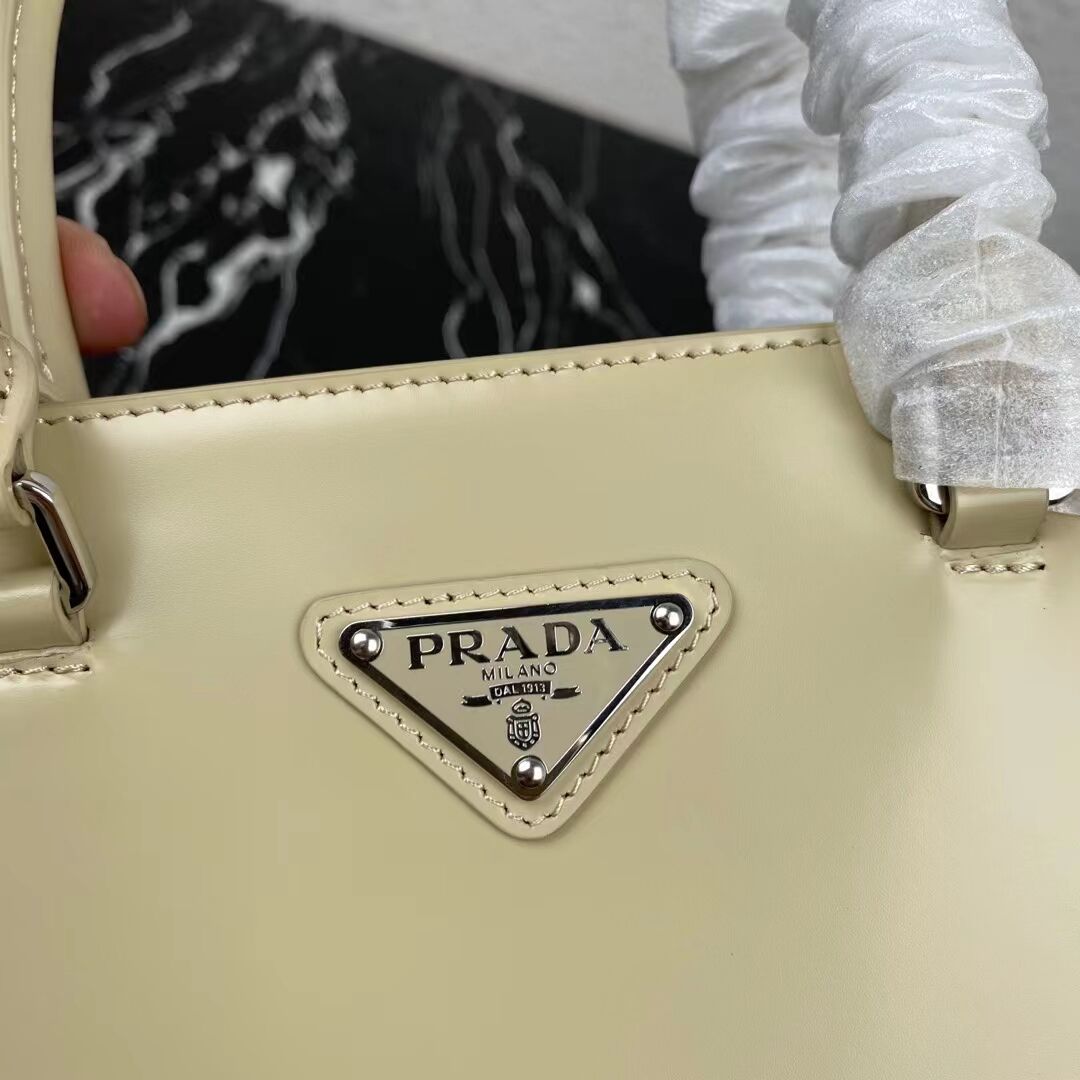 Prada brushed leather tote 1AD330 Biscuits