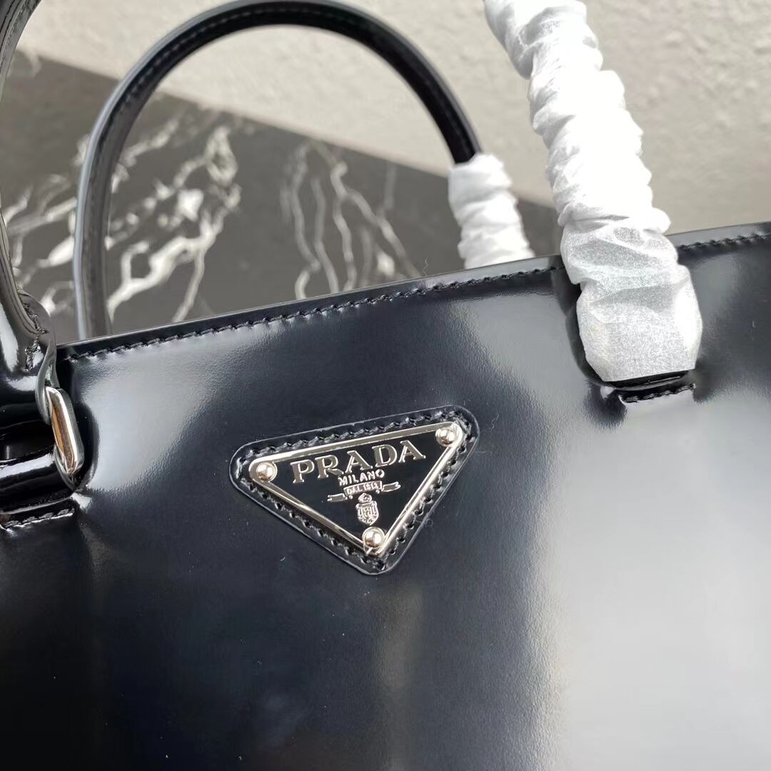 Prada brushed leather tote 1AD330 black