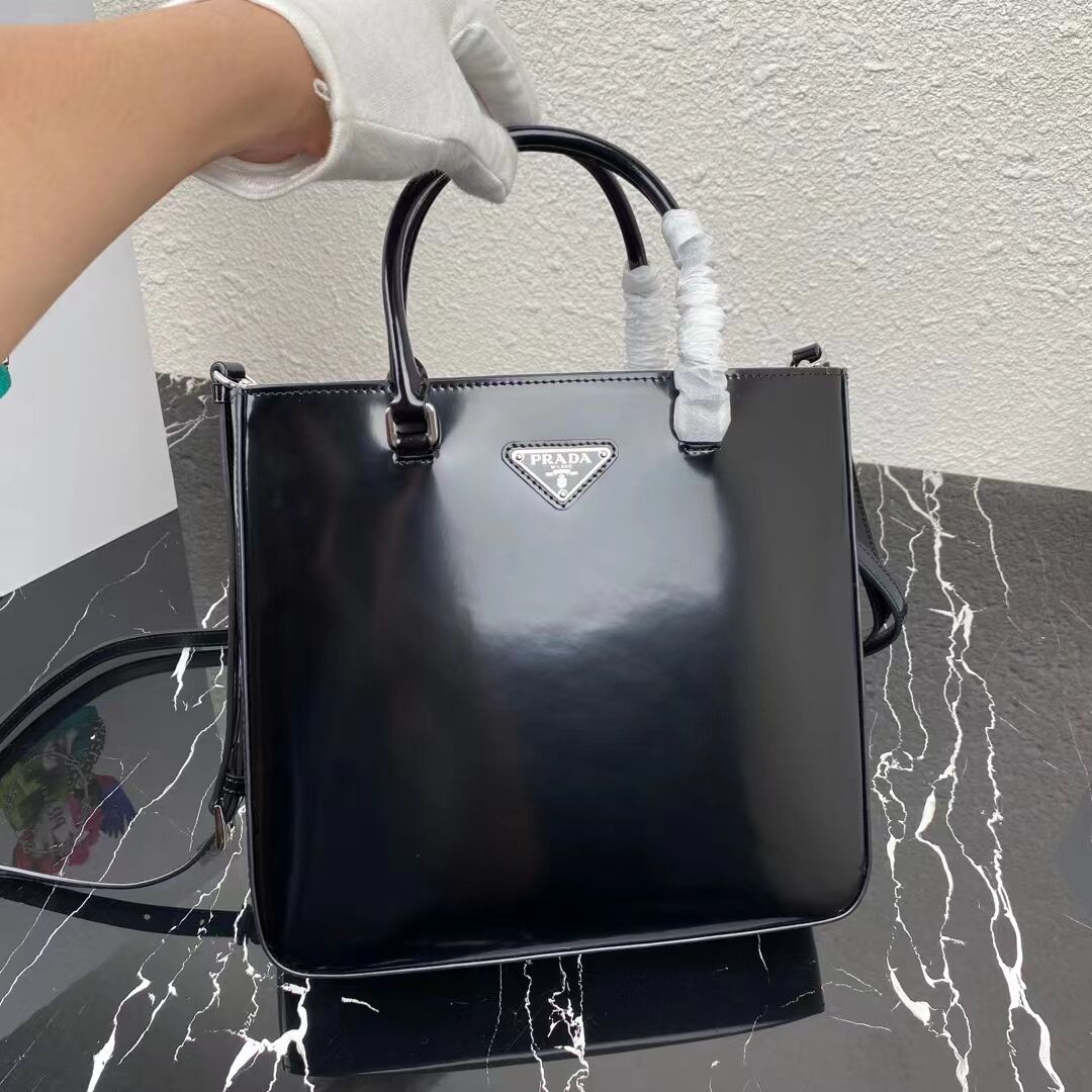 Prada brushed leather tote 1BA330 black