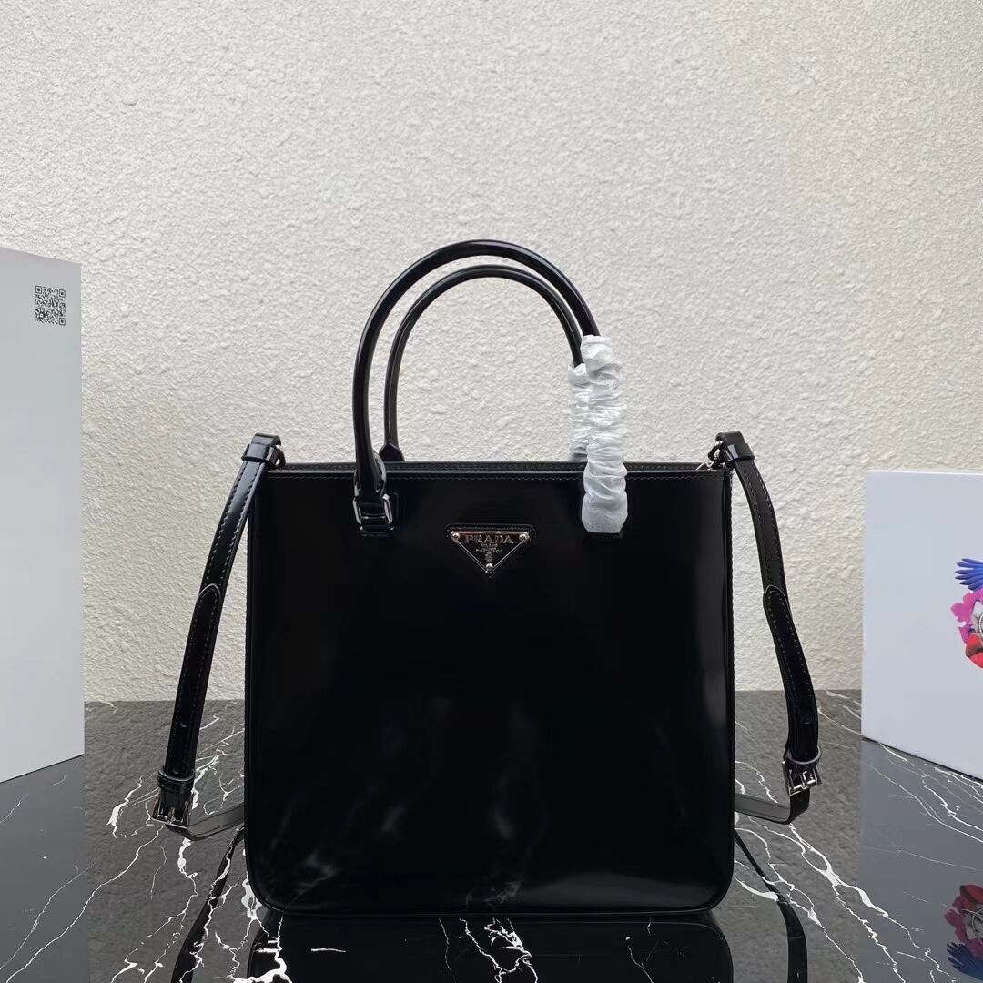 Prada brushed leather tote 1BA330 black