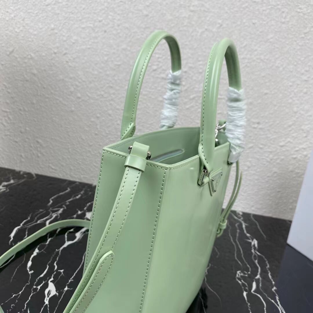 Prada brushed leather tote 1AD330 light green