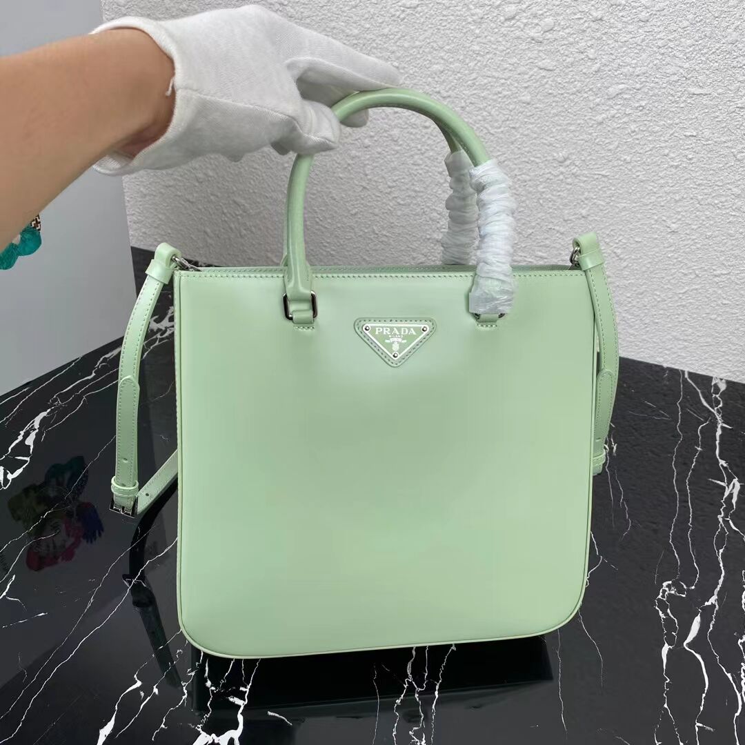 Prada brushed leather tote 1AD330 light green