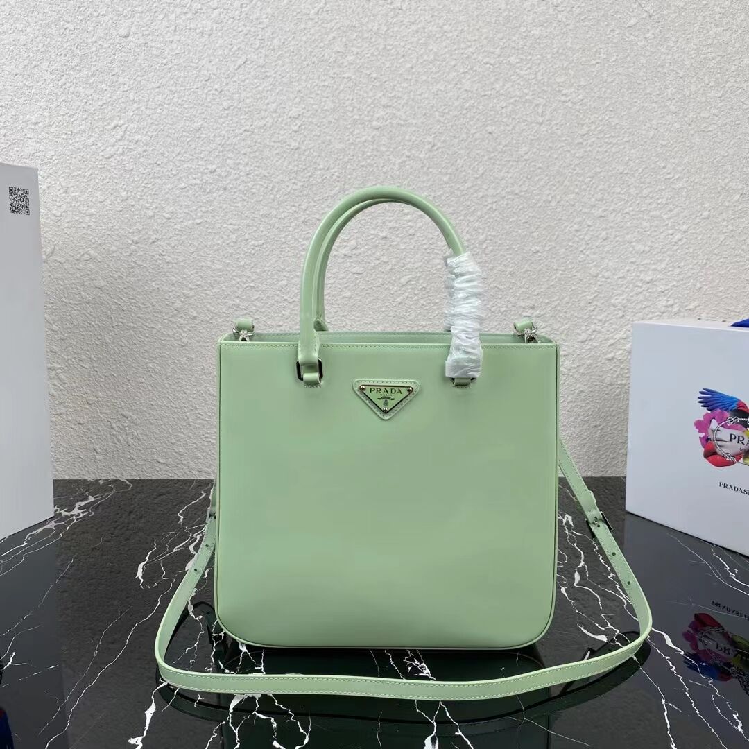 Prada brushed leather tote 1AD330 light green