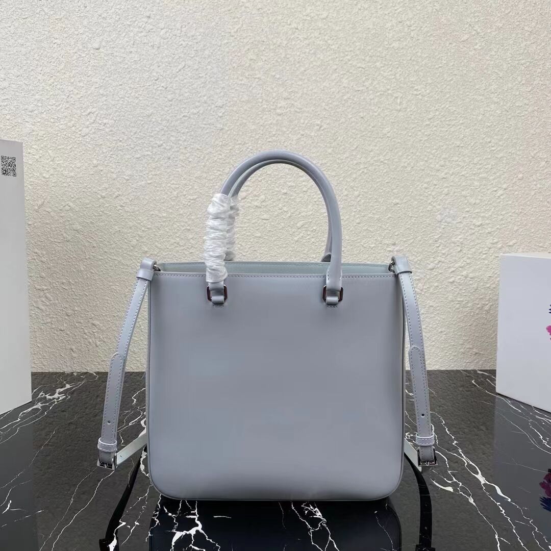 Prada brushed leather tote 1BA330 light grey