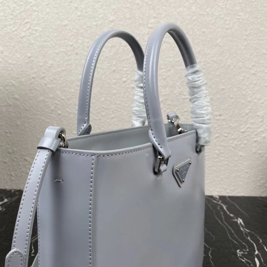 Prada brushed leather tote 1AD330 light grey