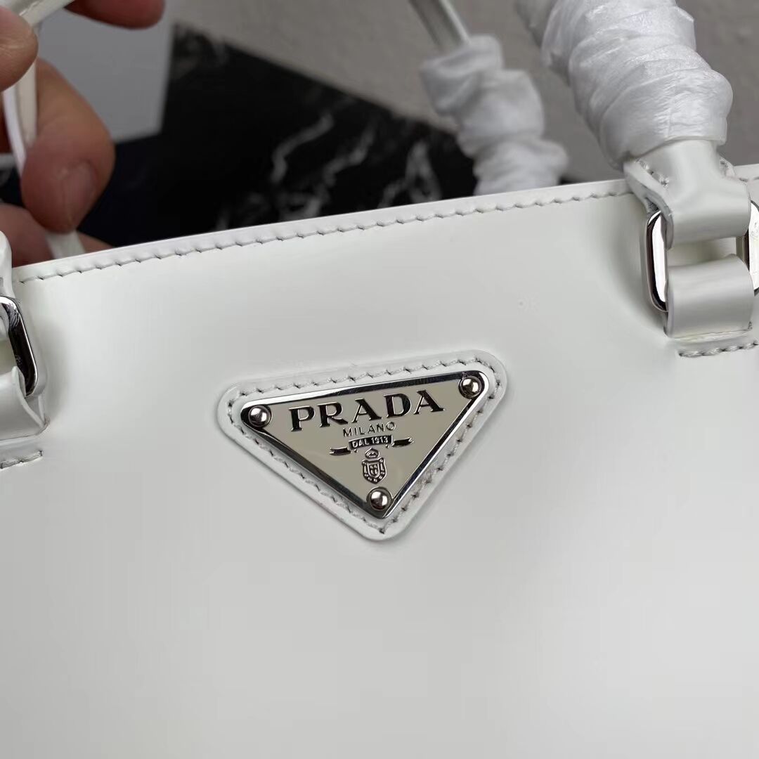 Prada brushed leather tote 1BA330 white