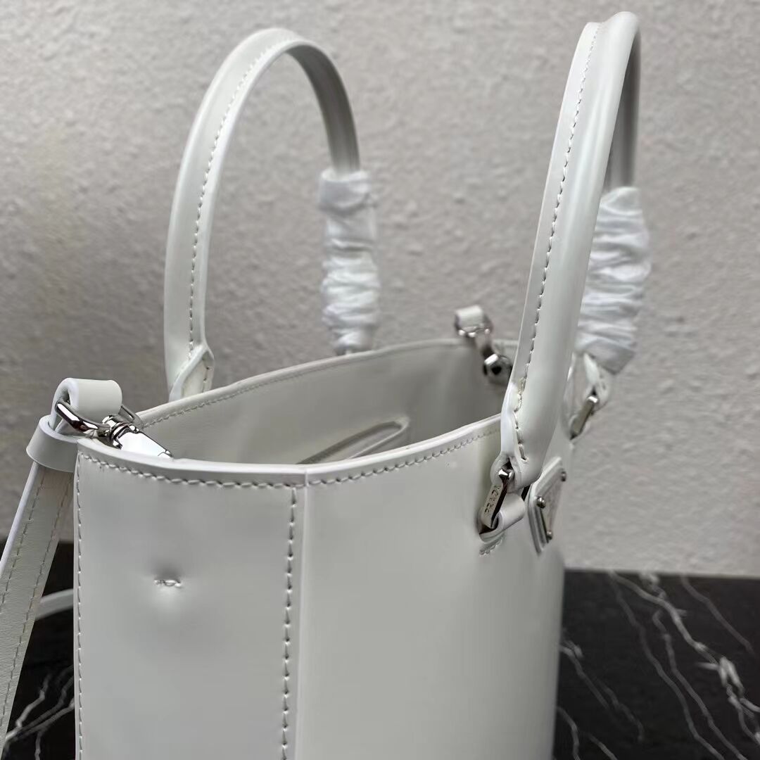 Prada brushed leather tote 1AD330 white