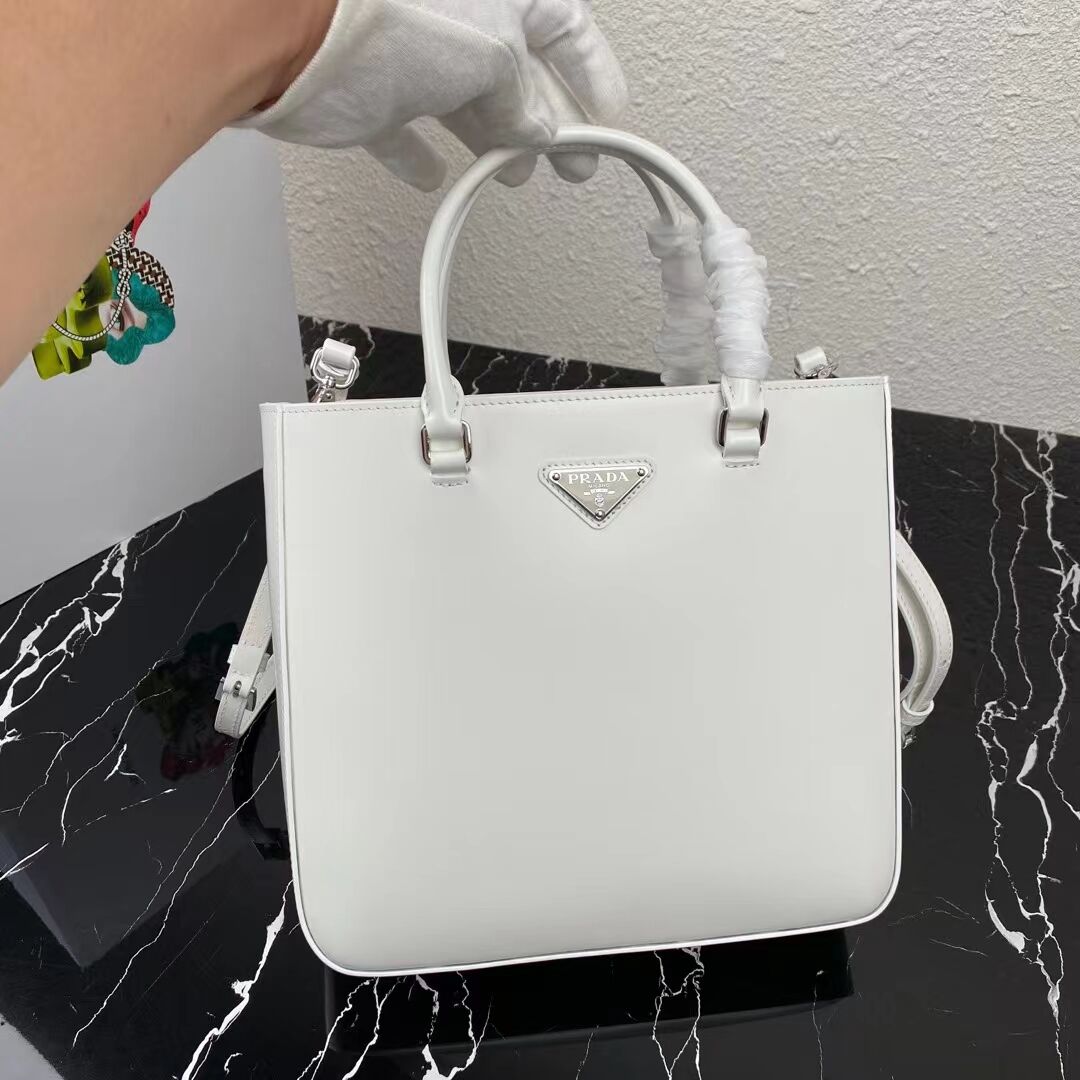 Prada brushed leather tote 1AD330 white