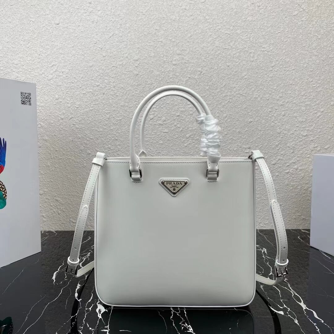 Prada brushed leather tote 1AD330 white