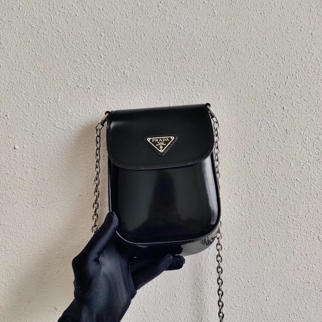 Prada Brushed leather mini-bag 1BH185 black