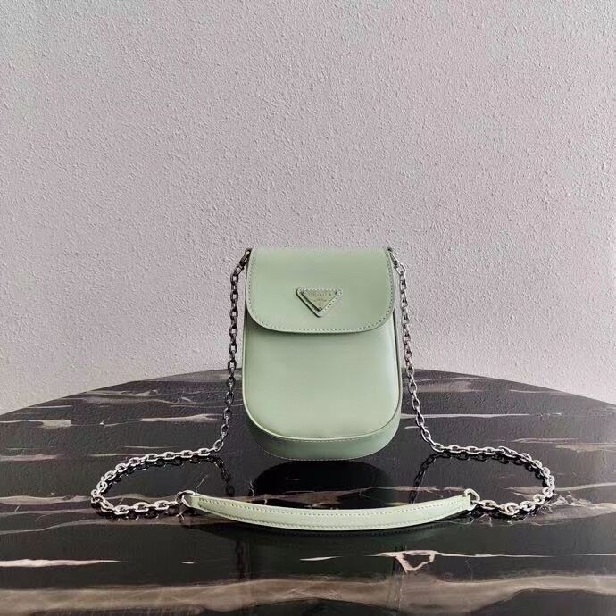 Prada Brushed leather mini-bag 1BH185 light green