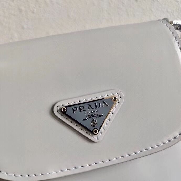 Prada Brushed leather mini-bag 1BH185 light grey