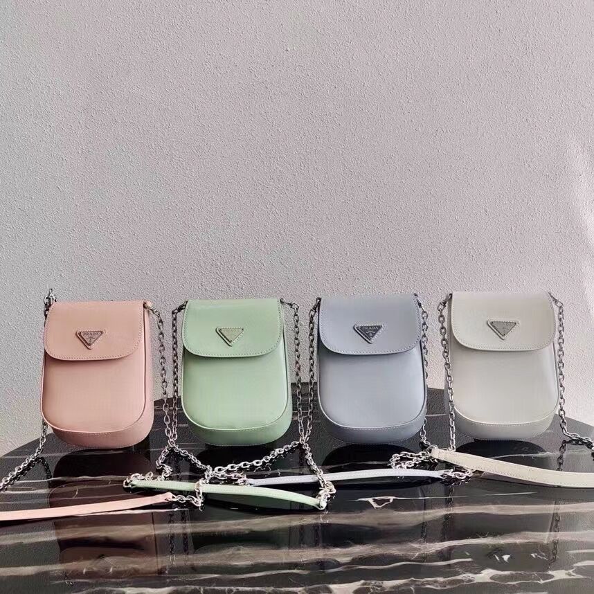 Prada Brushed leather mini-bag 1BH185 white