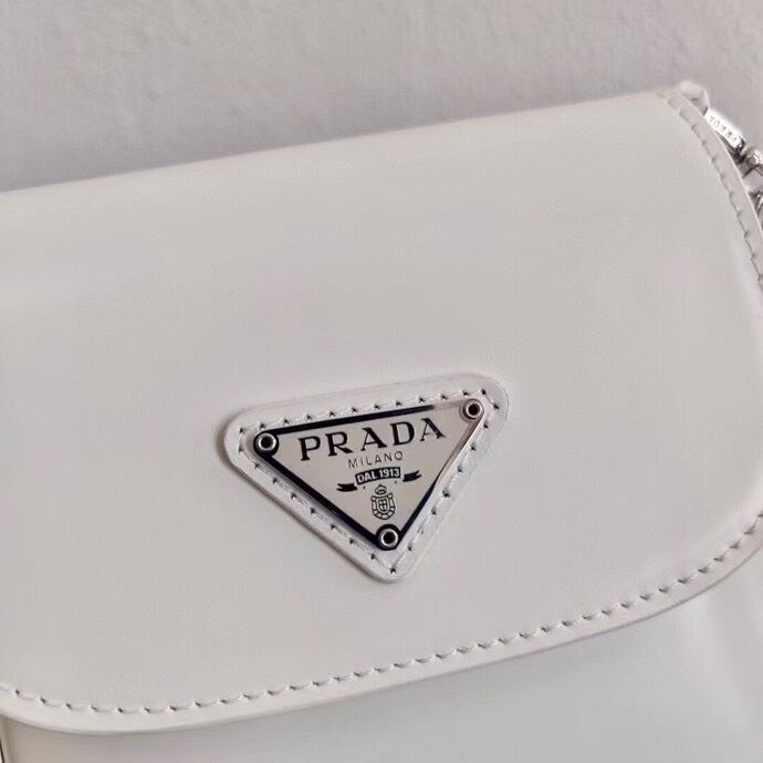 Prada Brushed leather mini-bag 1BH185 white