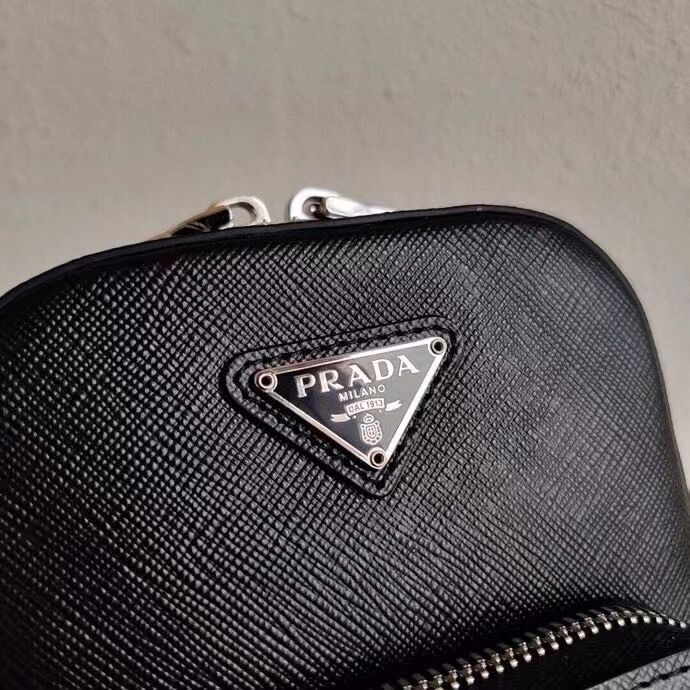 Prada Brushed leather shoulder bag 1BH183 black