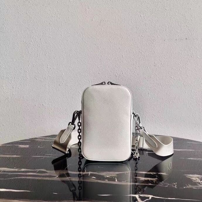 Prada Brushed leather shoulder bag 1BH183 white