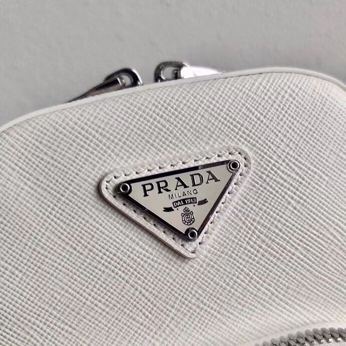 Prada Brushed leather shoulder bag 1BH183 white