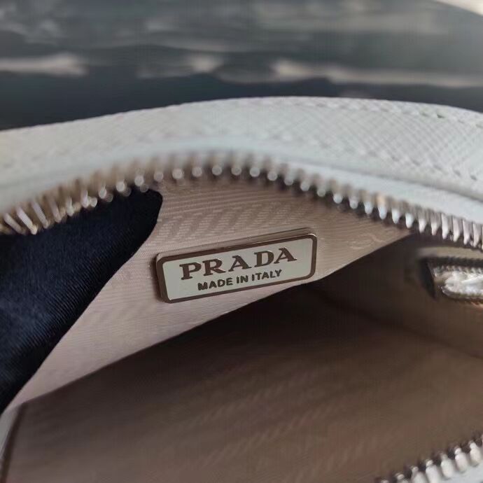 Prada Brushed leather shoulder bag 1BH183 white