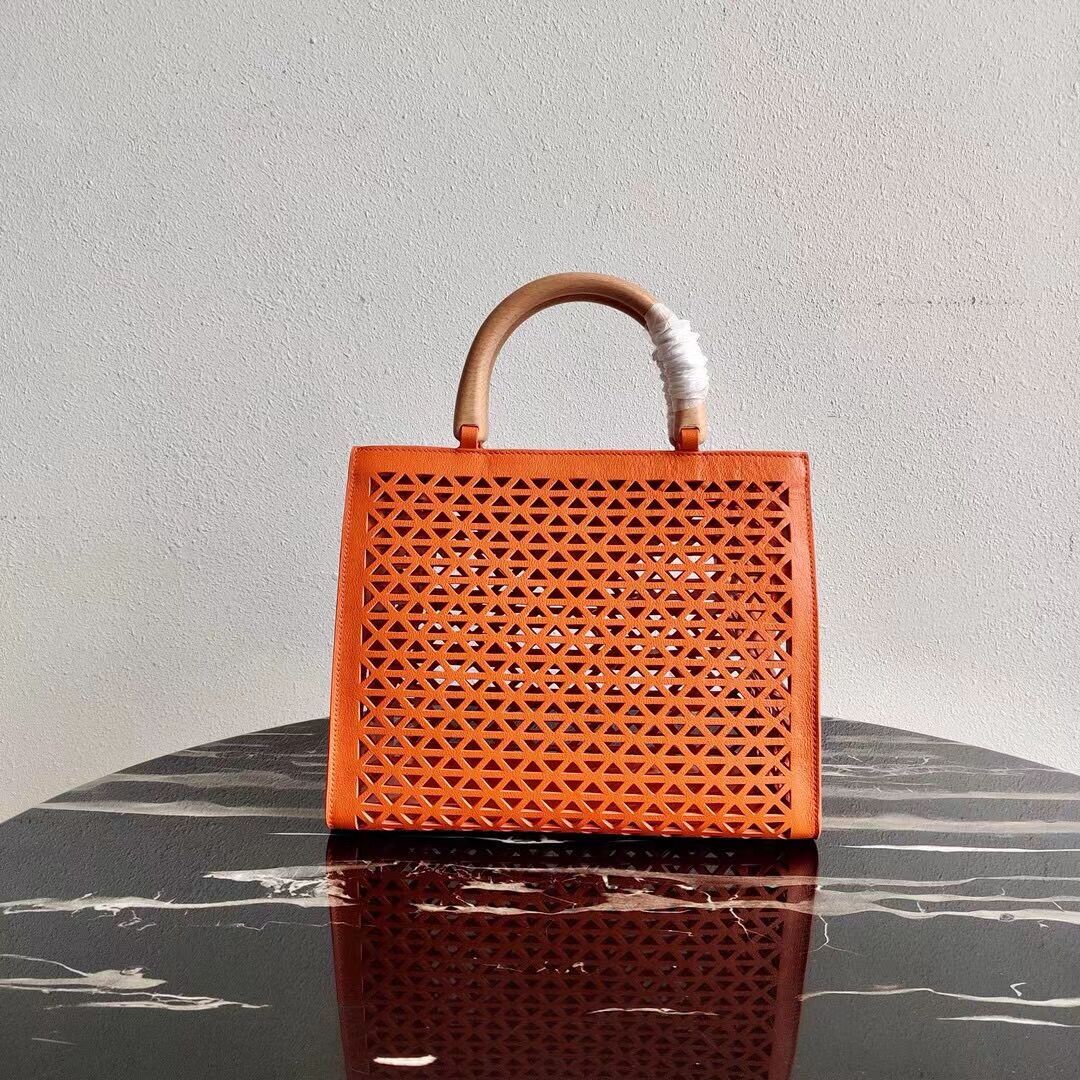 Prada leather tote bag 1AG405 orange