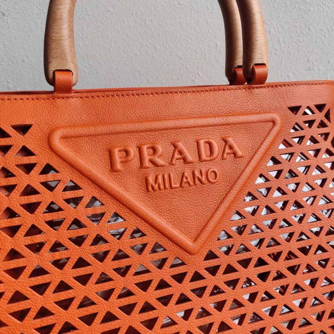 Prada leather tote bag 1AG405 orange