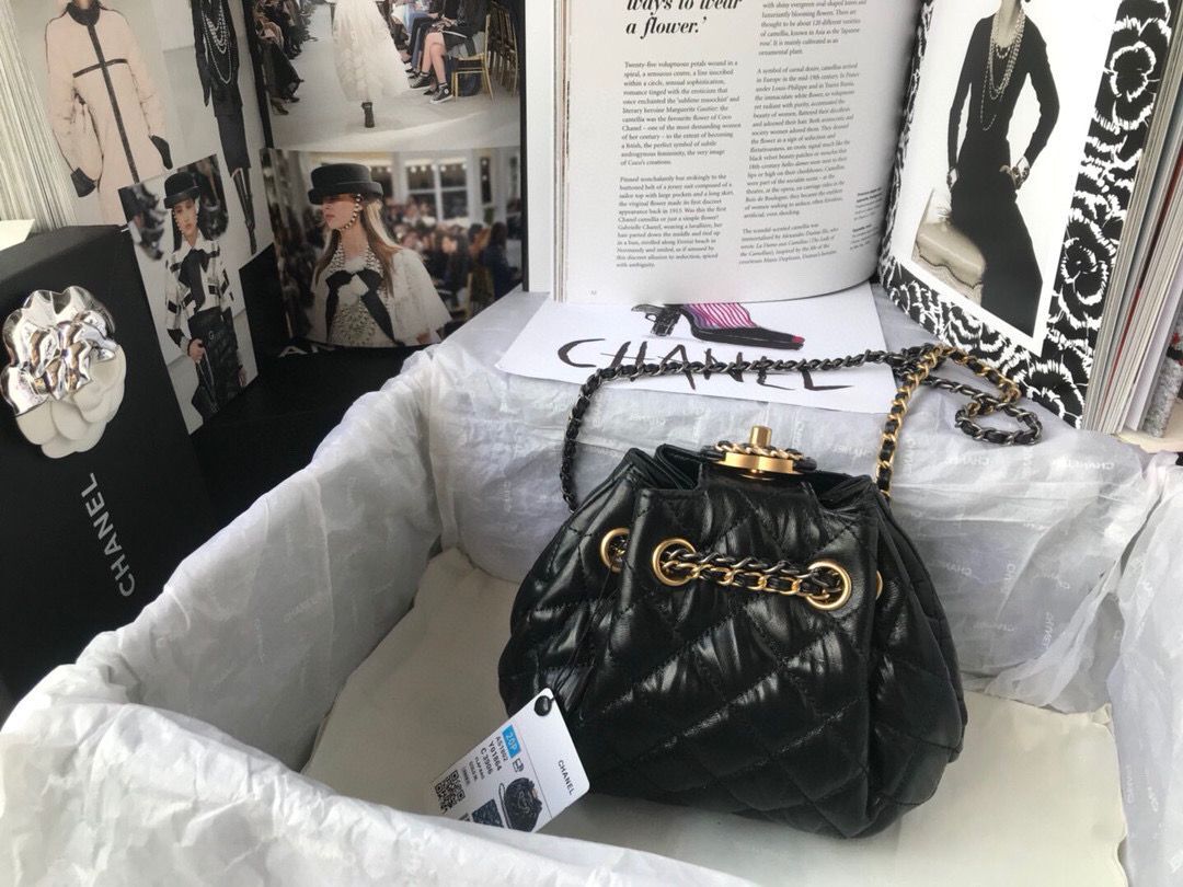 CHANEL Original Leather Rope Bag AS1802 Black