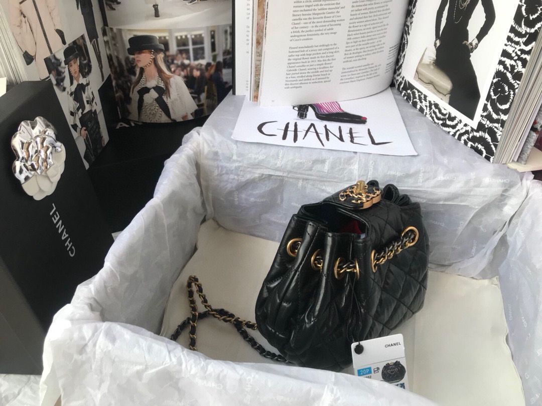 CHANEL Original Leather Rope Bag AS1802 Black