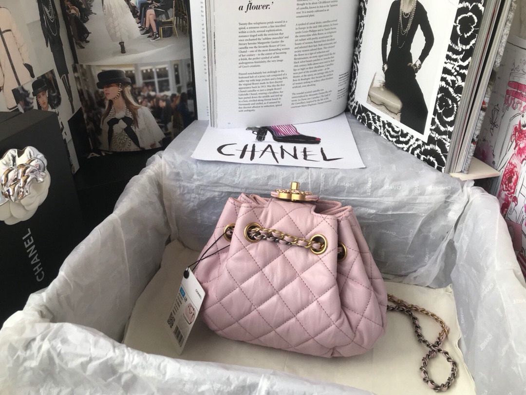 CHANEL Original Leather Rope Bag AS1802 Pink