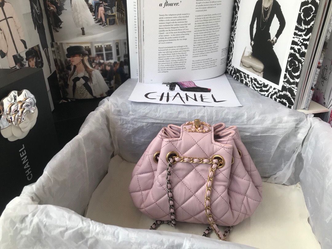 CHANEL Original Leather Rope Bag AS1802 Pink