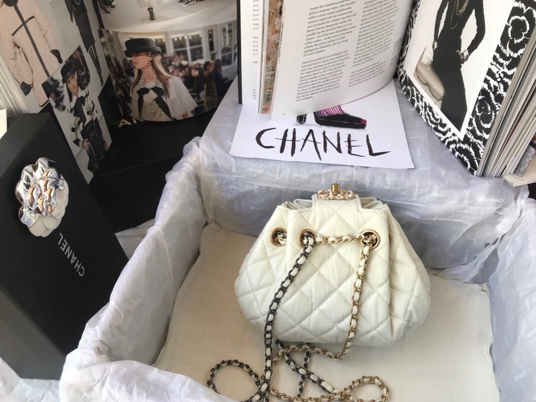 CHANEL Original Leather Rope Bag AS1802 White