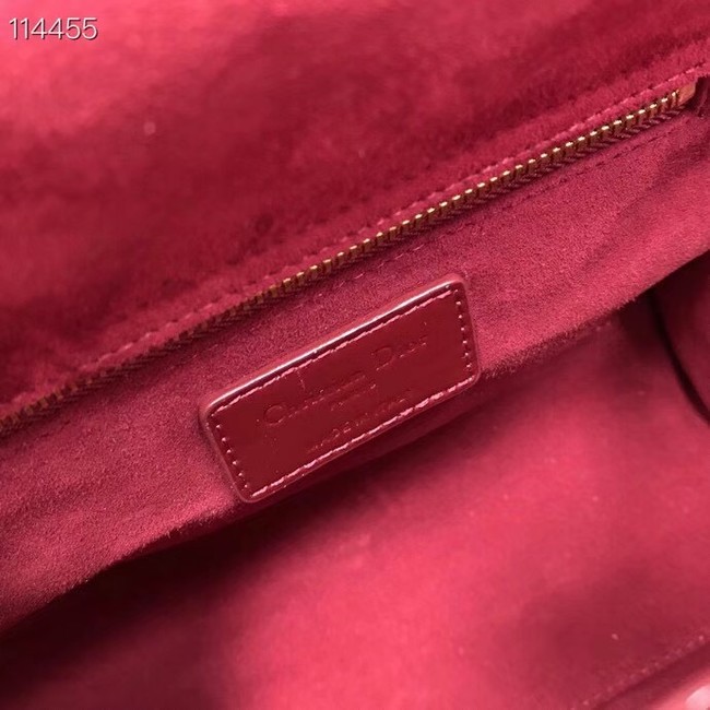 MEDIUM LADY DIOR BAG Cherry Red Patent Cannage Calfskin M0565OW