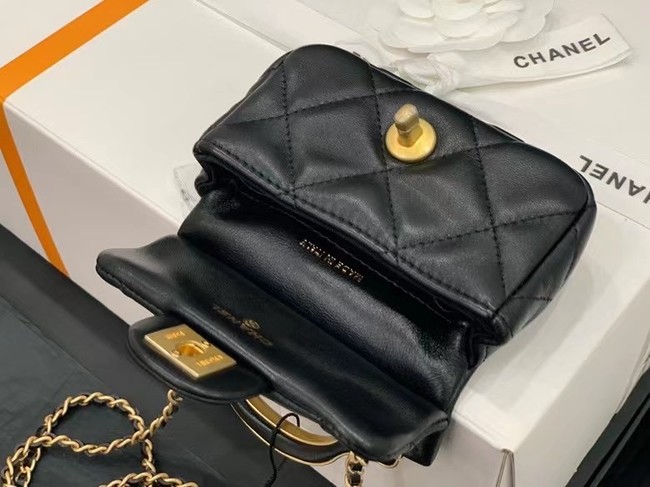 CHANEL Top Handle Micro Mini Wallet On Chain AP2271 Black