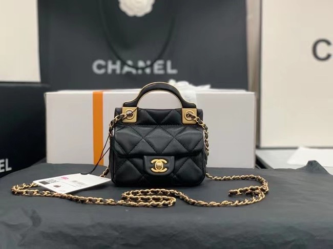 CHANEL Top Handle Micro Mini Wallet On Chain AP2271 Black