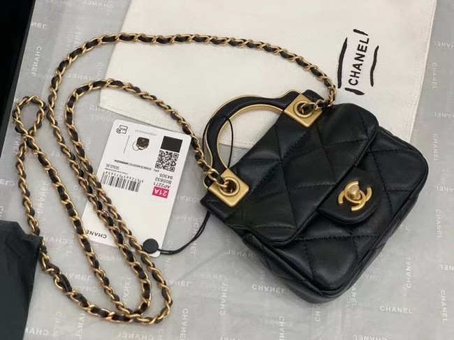 CHANEL Top Handle Micro Mini Wallet On Chain AP2271 Black