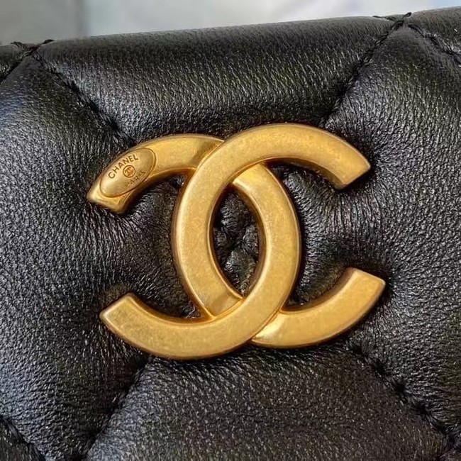 CHANEL Top Handle Leather Bag AS2609 black