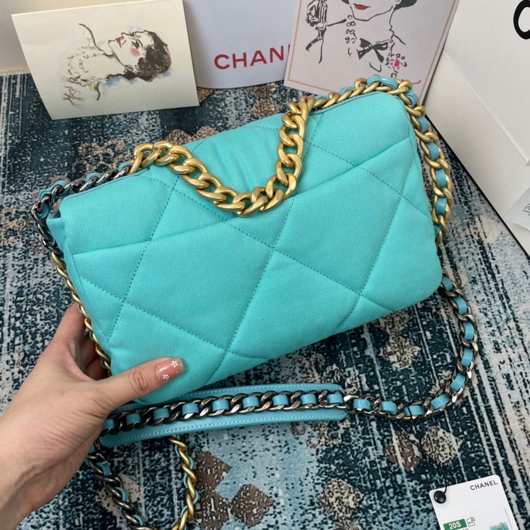 CHANEL 19 Flap Bag AS1160 AS1161 AS1162 Blue