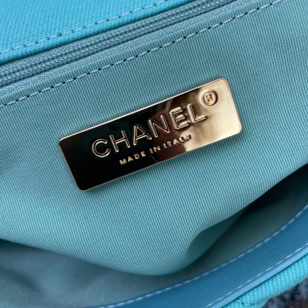 CHANEL 19 Flap Canvas Bag AS1160 AS1161 AS1162 Blue