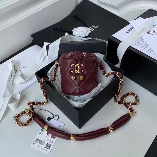 Chanel Drawstring Bag Lambskin & Gold Metal AP2330 Wine