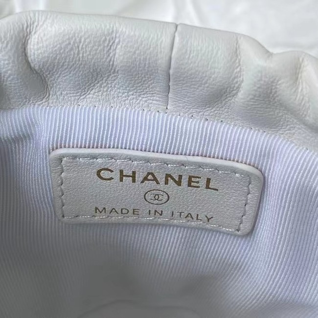 Chanel Drawstring Bag Lambskin & Gold Metal AP2330 White