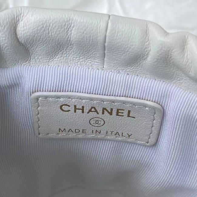 Chanel Drawstring Bag Lambskin & Gold Metal AP2330 White