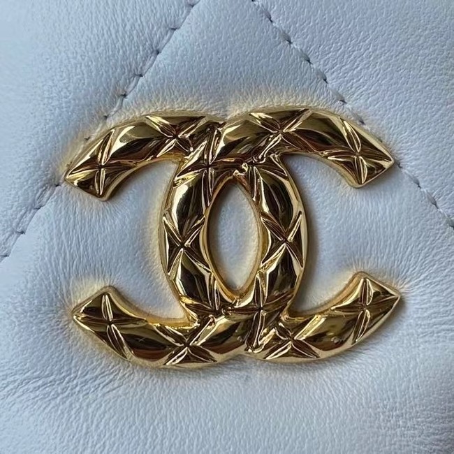 Chanel Drawstring Bag Lambskin & Gold Metal AP2330 White