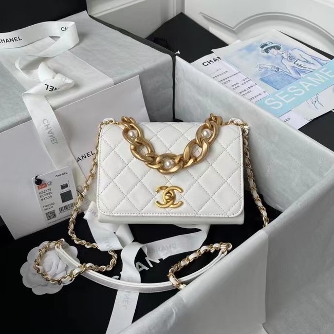 Chanel Flap Shoulder Bag Original leather AS2638 white