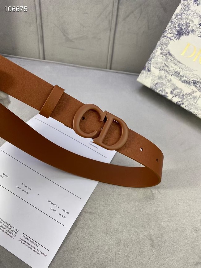 DIOR-ID BELT Raspberry Smooth Calfskin 30 MM B0110UM brown