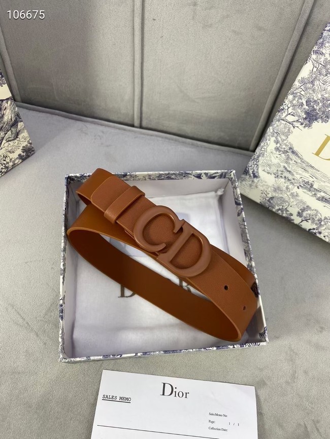 DIOR-ID BELT Raspberry Smooth Calfskin 30 MM B0110UM brown