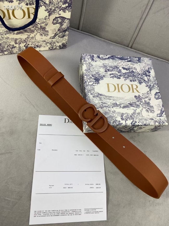 DIOR-ID BELT Raspberry Smooth Calfskin 30 MM B0110UM brown